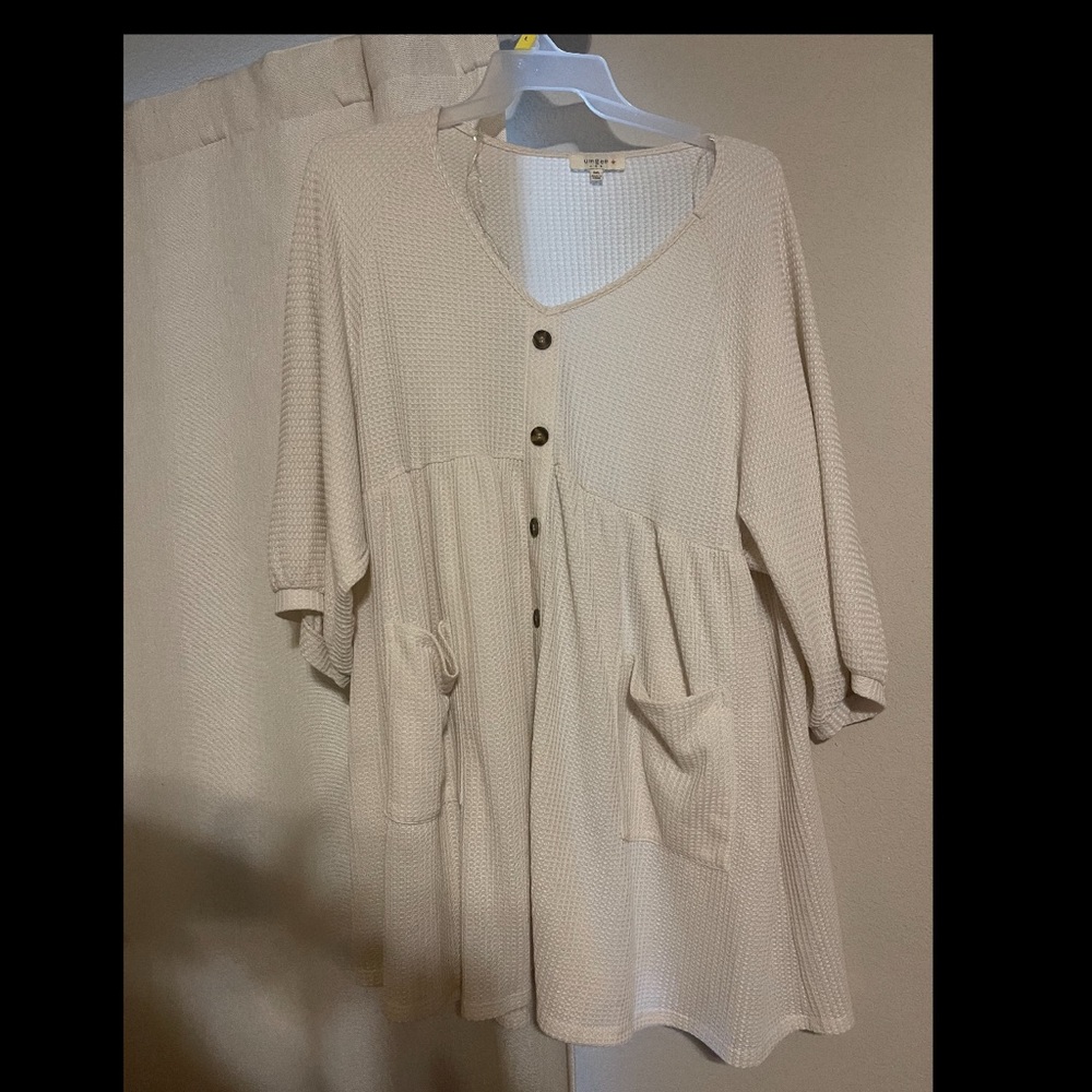Cream Waffle Knit Dress